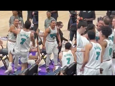 Desmond Bane shoves Santi Aldama on Grizzlies bench during timeout 😳